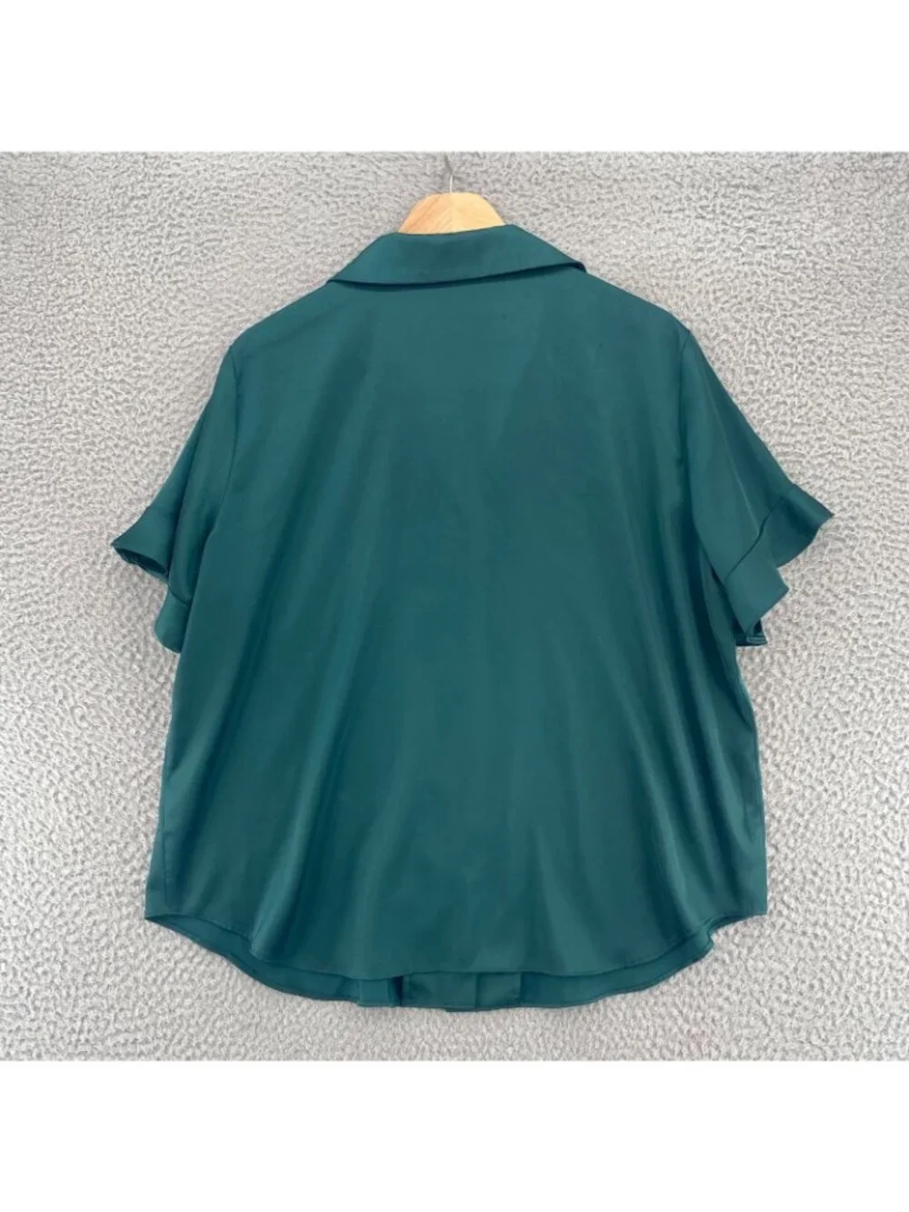 Birdy Grey Pajama Set Womens Large Emerald Ruffled Shorts Button Up Shirt Lounge